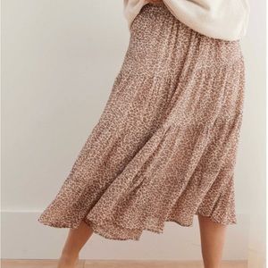 Aerie Leopard Midi Skirt